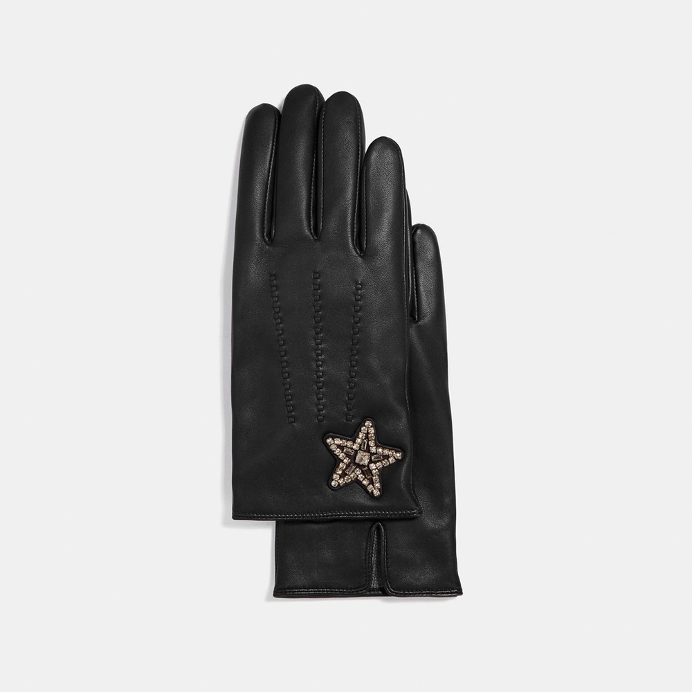 NWT - Coach Embellished Star Leather Gloves